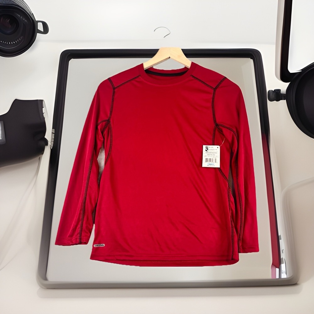 Boys Starter Heat gear Long sleeve Fitted tee Top Athletic Base Layer Red Large